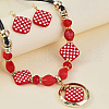 Rhombus with Tartan Pattern Acrylic Pendant Necklaces & Dangle Earrings Sets FS-WG95887-01-1