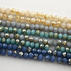 Half Plated Imitation Jade Faceted Rondelle Glass Bead Strands EGLA-S092-2mm-M-1