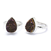 Electroplate Natural Druzy Quartz Crystal Finger Rings RJEW-I055-P-RS-2