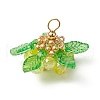 Glass with Round Shell Pearl & Acrylic Charms & Brass Seed Beads Pendants PALLOY-MZ00646-03-2