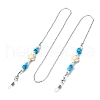 Synthetic Turquoise Tortoise & Glass Seed Beaded Eyeglasses Chains AJEW-EH00394-01-1
