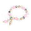 Natural Chalcedony and Glass Beads Charm Bracelets BJEW-T022-14E-2