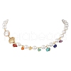 Round Shell Pearl & Natural Keshi Pearl Link Chain Necklaces NJEW-JN05332-2