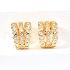 Brass Micro Pave Clear Cubic Zirconia Cuff Earrings EJEW-F370-38A-G-4