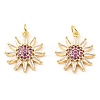 Rack Plating Brass Micro Pave Clear Cubic Zirconia Pendants KK-M253-10G-02-1