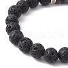 Dyed Colorful Natural Lava Rock & Rhinestone Beaded Stretch Bracelets for Women BJEW-JB09668-02-4