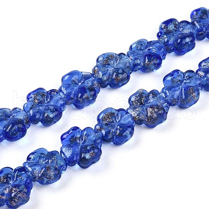 Luminous Handmade Gold Foil Glass Beads Strands FOIL-N029-01H-1