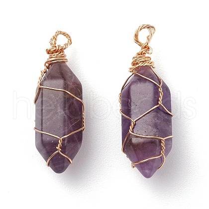 Natural Amethyst Pendants PALLOY-JF00801-1