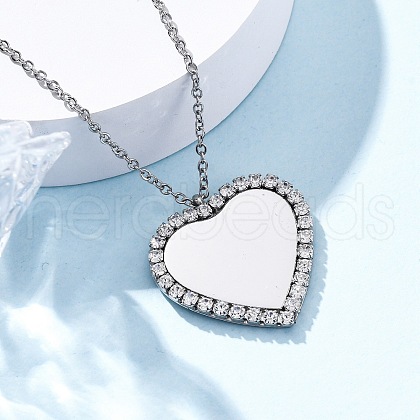304 Stainless Steel Micro Pave Cubic Zirconia Pendant Necklaces for Women NJEW-Z065-08P-04-1