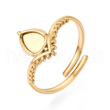 304 Stainless Steel Cuff Ring Components STAS-T066-45G-1