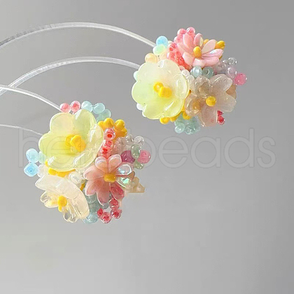 Flower Glass Plastic Stud Earrings FS-WG119A6-03-1