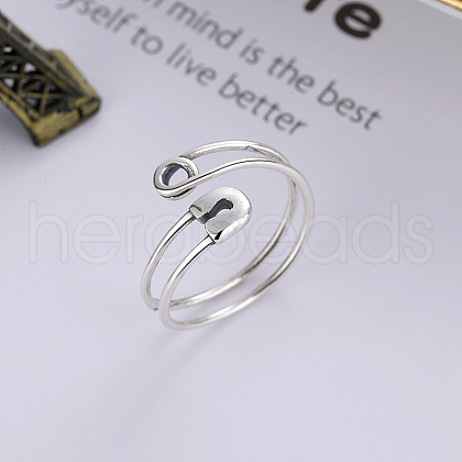 Pin Shaped 925 Sterling Silver Adjustable Cuff Rings for Women FS-WG4AD82-01-1