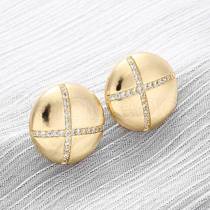 Brass Clear Cubic Zirconia Stud Earrings EJEW-Q042-01A-G-1