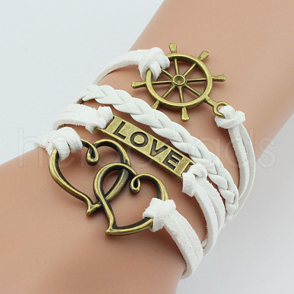 PU Leather & Hemp Cord Multi-strand Bracelets WG4AB3D-07-1