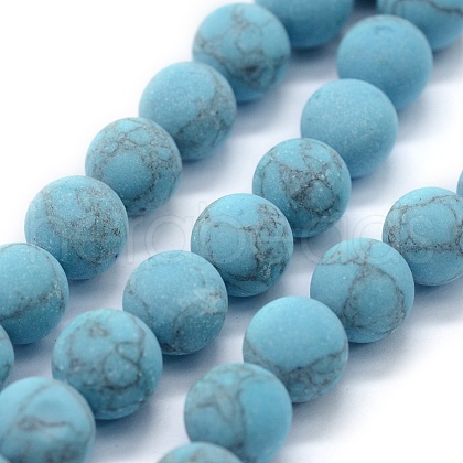 Synthetic Turquoise Beads Strands G-P387-01-6mm-1