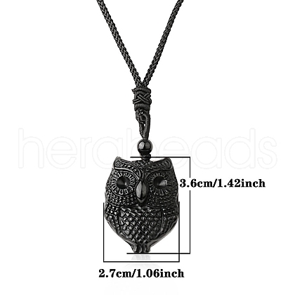 Natural Obsidian Pendant Necklace for Men PW-WG33725-02-1