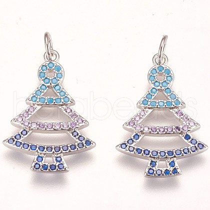Brass Micro Pave Cubic Zirconia Pendants ZIRC-F086-02P-1