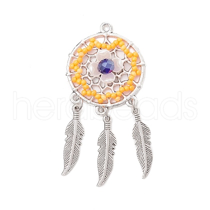 Handmade Glass Seed Beads Pendants PALLOY-MZ00766-04-1