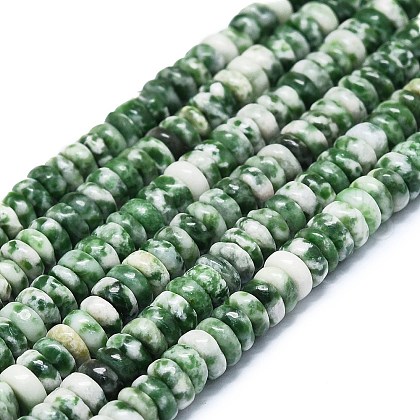 Natural Green Spot Jasper Beads Strands G-K245-B15-02-1