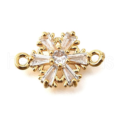 Brass Clear Cubic Zirconia Connector Charms KK-U065-06C-G-1