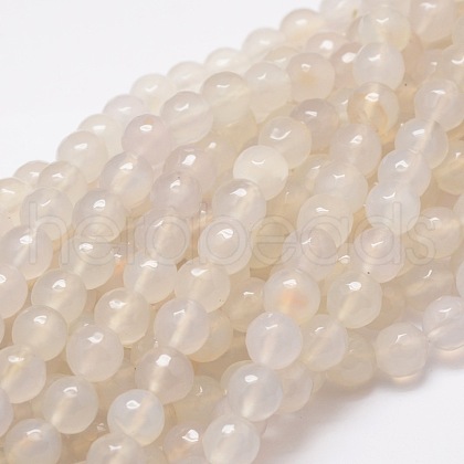 Dyed Natural White Agate Faceted Round Beads Strands G-E320B-8mm-06-1