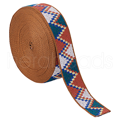 10 Yards Ethnic Style Polyester Jacquard Ribbon OCOR-WH0086-95B-1