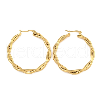 304 Stainless Steel Twist Ring Hoop Earrings for Women EJEW-U022-14G-1