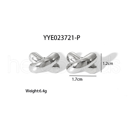 Luxury Stainless Steel Cross X-Shaped Stud Earrings QF0443-2-1