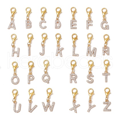 26Pcs 26 Styles Alloy Crystal Rhinestone Pendant Decorations HJEW-JM03172-01-1