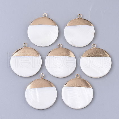 Electroplate Freshwater Shell Pendants SHEL-S276-61C-1