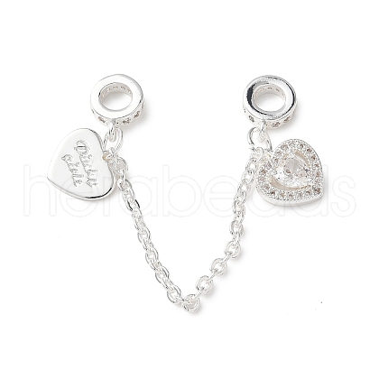 Brass Micro Pave Clear Cubic Zirconia Cable Chain European Beads KK-G531-07D-S-1