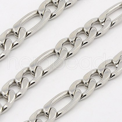 Tarnish Resistant 304 Stainless Steel Figaro Chains CHS-H001-9mm-03P-1