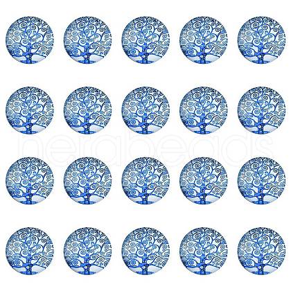 Half Round/Dome Tree Pattern Glass Flatback Cabochons for DIY Projects GGLA-YW0001-14L-1