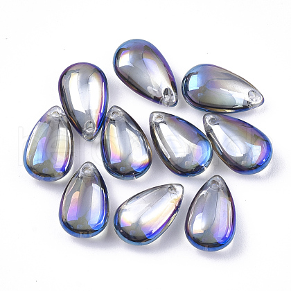 Electroplate Glass Charms EGLA-T014-03B-1