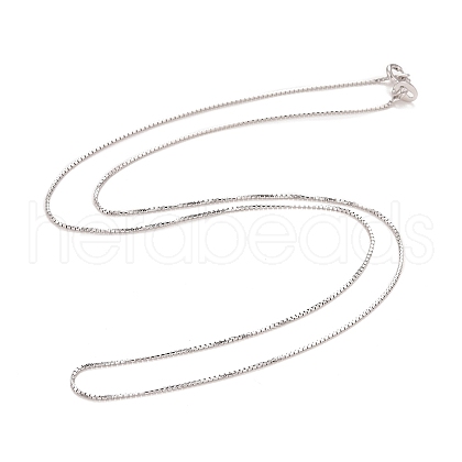 Rhodium Plated 925 Sterling Silver Box Chain Necklace for Women NJEW-M190-02C-P-1