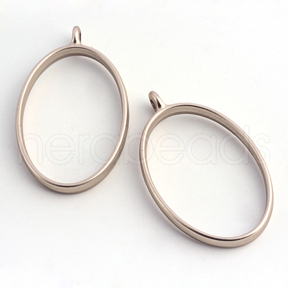Matte Style Rack Plating Alloy Oval Open Back Bezel Pendants PALLOY-S047-26A-FF-1
