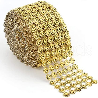 Plastic Sparkling Flower Shape Mesh Wrap Roll DIY-CJC0001-08B-1
