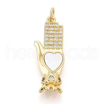 Brass Micro Pave Clear Cubic Zirconia Pendants KK-N268-35G-1