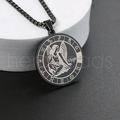 201 Stainless Steel Pendant Necklaces with Alloy Box Chain WGA45A6-18-1