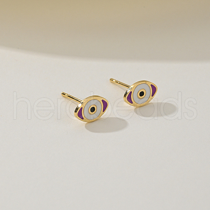 Elegant Stainless Steel Enamel Evil Eye Stud Earrings AG3278-6-1