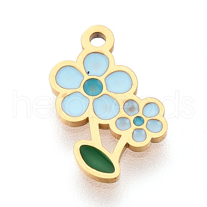 304 Stainless Steel Enamel Charms STAS-T065-57G-02-1