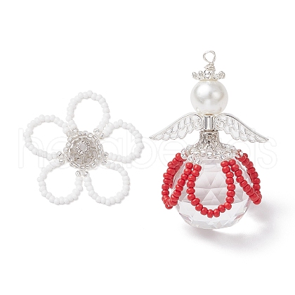 2Pcs 2 Styles Glass Seed Bead Pendants PALLOY-MZ00710-03-1