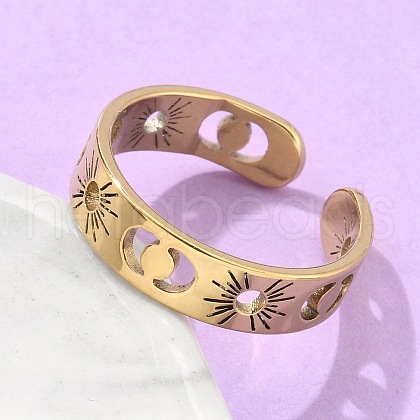 304 Stainless Steel Open Cuff Rings RJEW-K245-55G-1