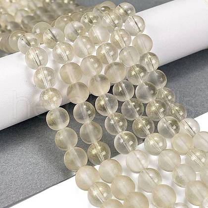 Frosted Transparent Glass Bead Strands X1-GLAA-P065-8mm-01-1