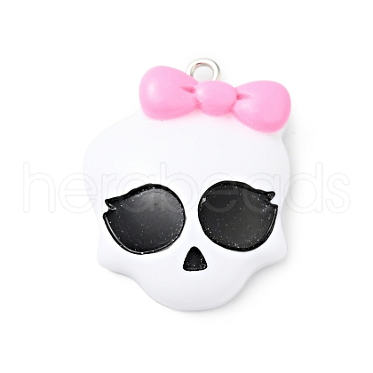 Skull with Bowknot Resin Pendants FIND-B012-08-1