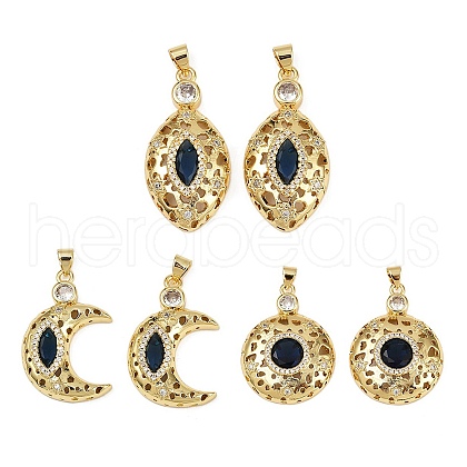 Brass Micro Pave Cubic Zirconia Pendants KK-S526-20G-B-1