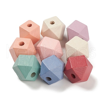 Spray Painted Natural Maple Wood Beads WOOD-M007-07B-1