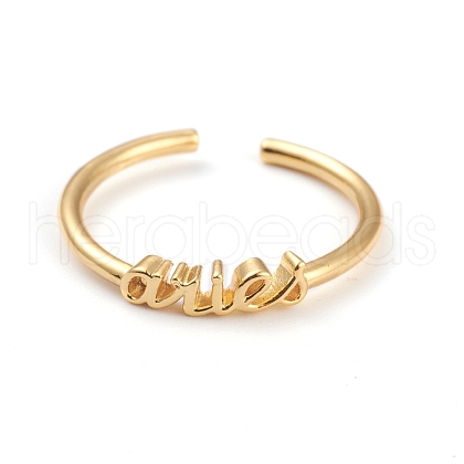 Constellation/Zodiac Sign Brass Cuff Rings RJEW-J074-05G-A-1