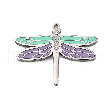 304 Stainless Steel Enamel Charms STAS-L022-488B-P-1