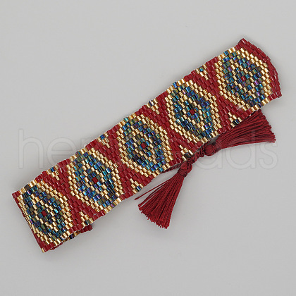 Ethnic Style Adjustable Glass Seed Beads Braided Bead Bracelets for Men Women MU3134-11-1